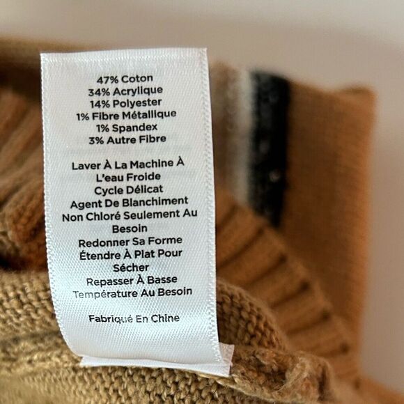 Talbots Twinkle Stripe Sweater Cafe Combo Tan Women's Large Pullover - Picture 11 of 13